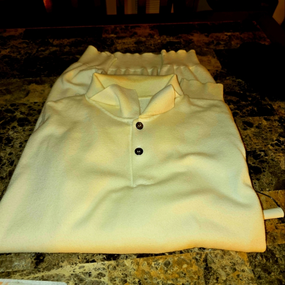 A men's long sleeve two button sweater